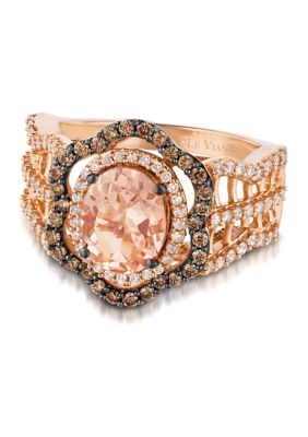 Le Vian ChocolatierÂ® Ring Featuring 1.2 Ct. T.w. Peach Morganiteâ¢, 1/4 Ct. T.w. Chocolate Diamonds, 1/2 Ct. T.w. Vanilla Diamonds Set In 14K