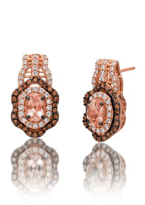 Le Vian 1.1 Ct. T.w. Diamond And Morganite Earrings In 14K Rose Gold
