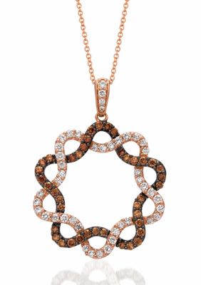 Chocolatier® Circle Pendant Necklace featuring 5/8 ct. t.w. Chocolate Diamonds®, 5/8 ct. t.w. Vanilla Diamonds®  in 14K Strawberry Gold®