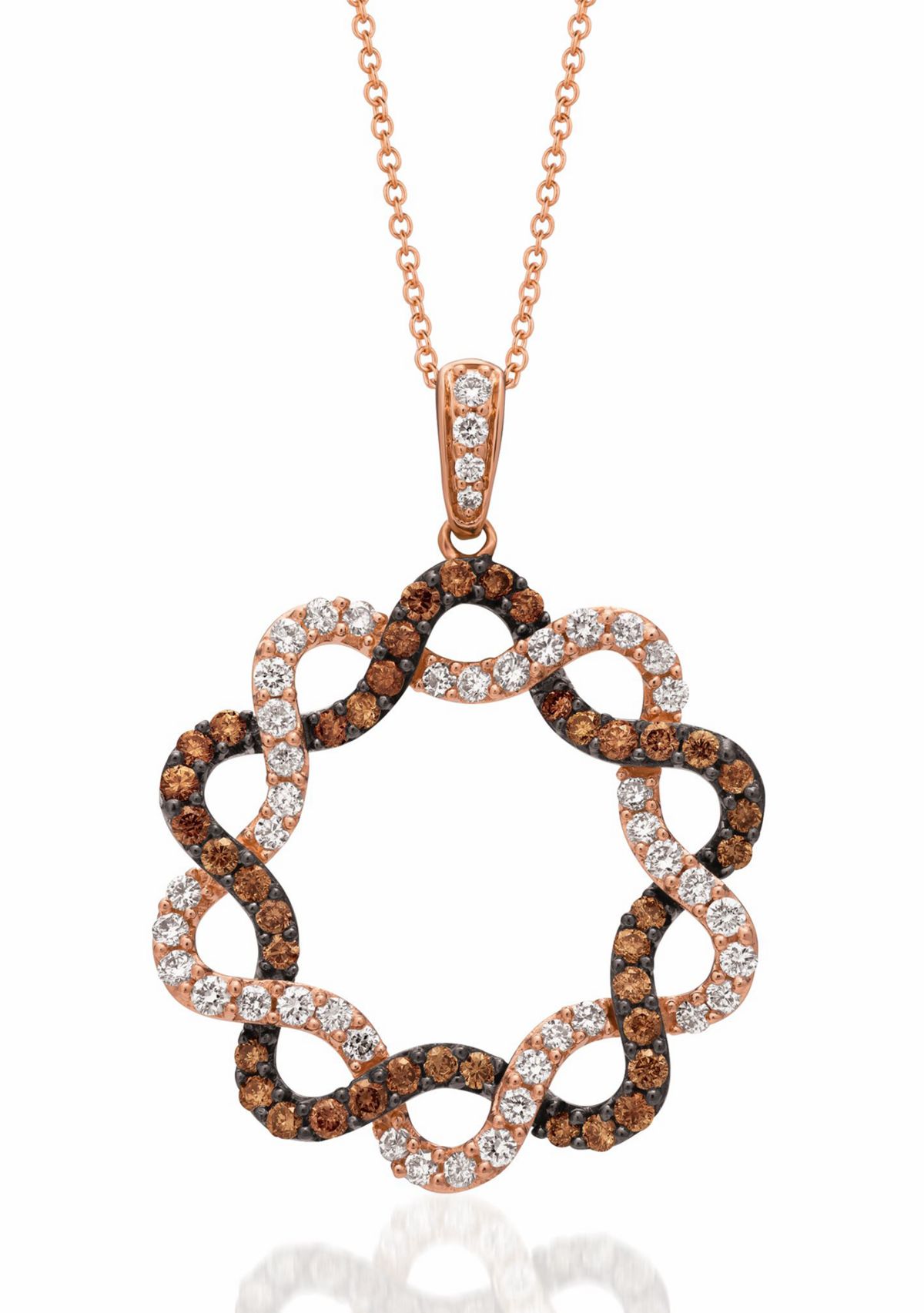 Chocolatier® Circle Pendant Necklace featuring 5/8 ct. t.w. Chocolate Diamonds®, 5/8 ct. t.w. Vanilla Diamonds®  in 14K Strawberry Gold®