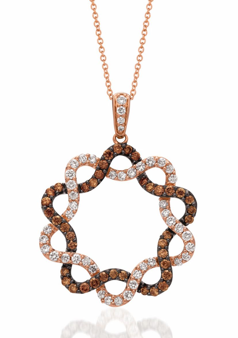 Chocolatier® Circle Pendant Necklace featuring 5/8 ct. t.w. Chocolate Diamonds®, 5/8 ct. t.w. Vanilla Diamonds®  in 14K Strawberry Gold®
