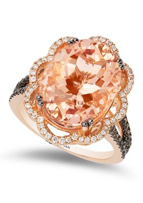 3/4 ct. t.w. Diamond and Morganite Ring in 14K Rose Gold 