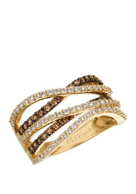 2/5 ct. t.w. Chocolate Diamonds® and 1/2 ct. t.w. Vanilla Diamonds® Ring in 14k Honey Gold™