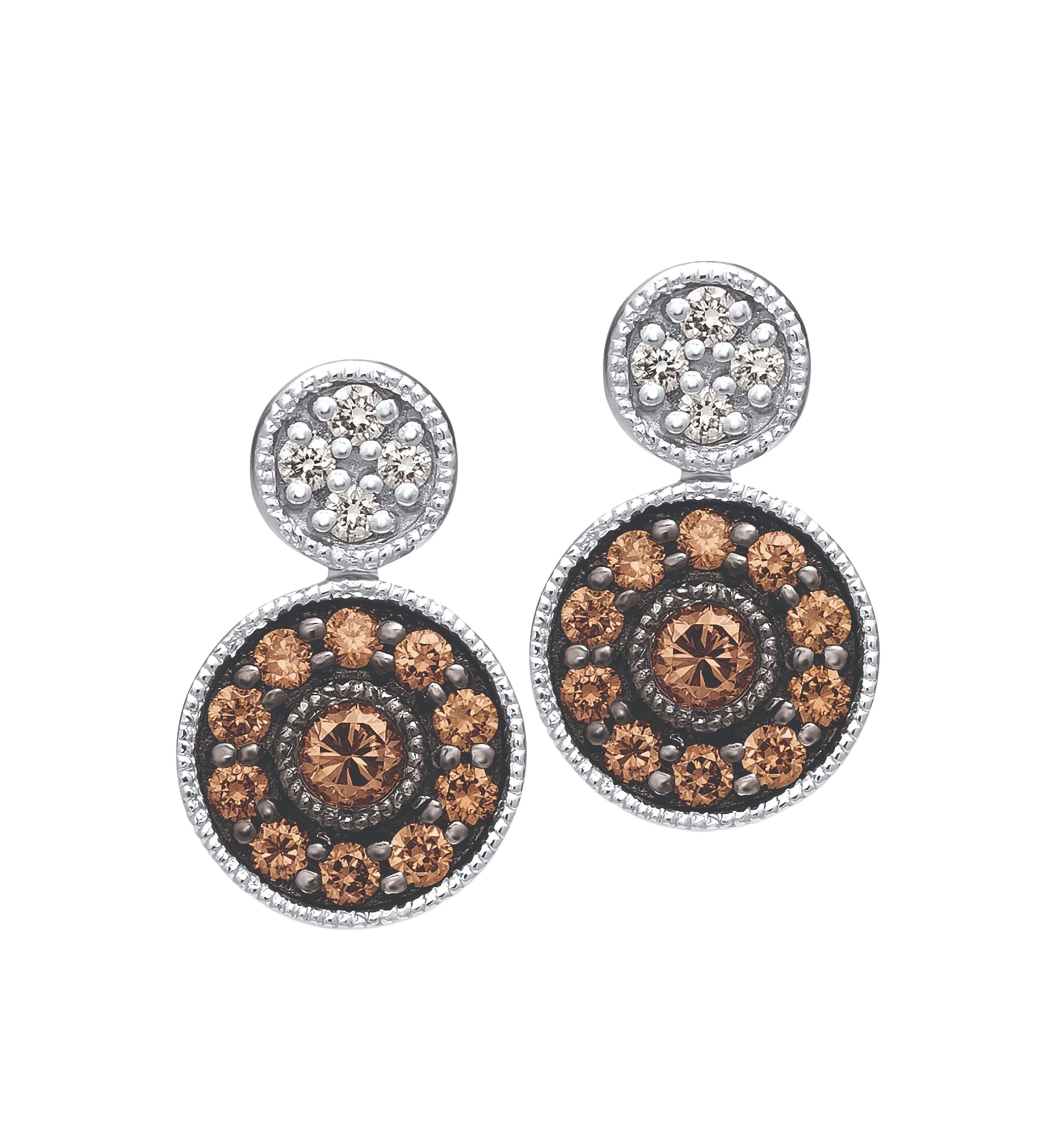 Earrings featuring 1/4 ct. t.w. Chocolate Diamonds®, 1/20 ct. t.w. Vanilla Diamonds® in 14K Vanilla Gold®