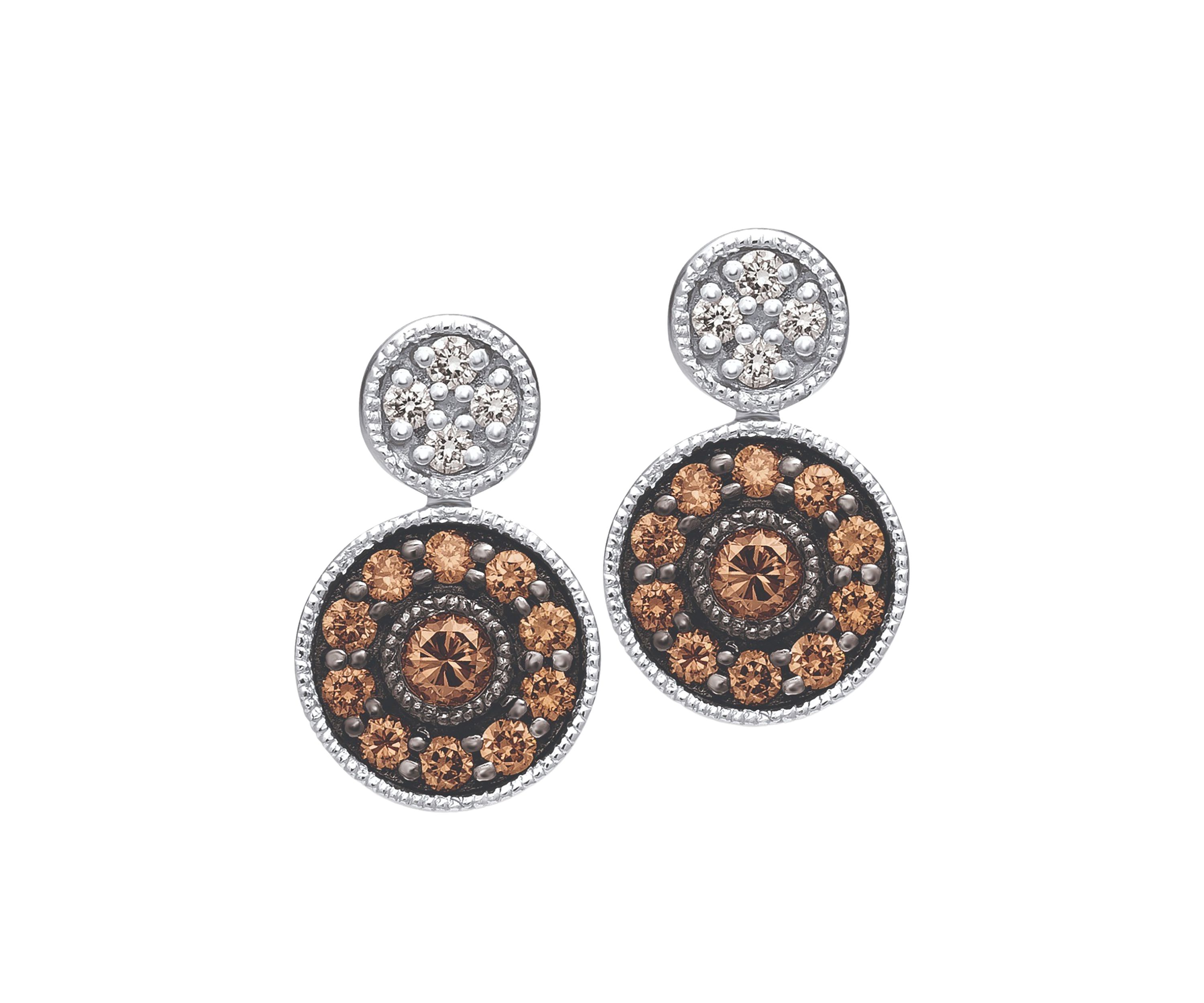 Earrings featuring 1/4 ct. t.w. Chocolate Diamonds®, 1/20 ct. t.w. Vanilla Diamonds® in 14K Vanilla Gold®