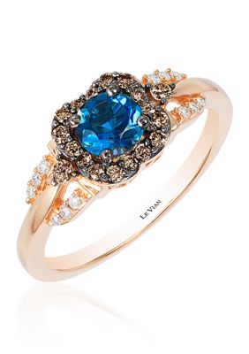 Le Vian 1/5 Ct. T.w. Diamond And Blue Topaz Ring In 14K Rose Gold