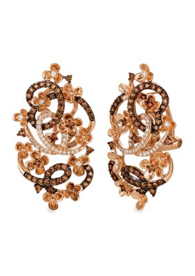 1 ct. t.w. Chocolate Diamonds®, 1/4 ct. t.w. Vanilla Diamonds® Earrings in 14K Strawberry Gold®