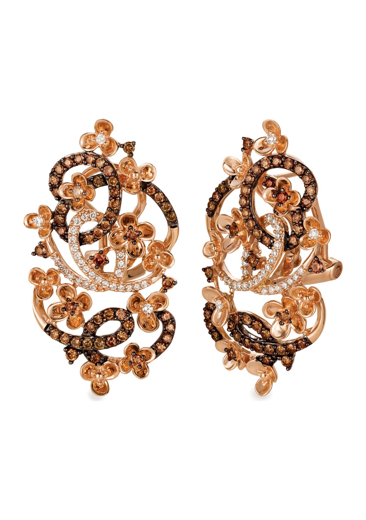 1 ct. t.w. Chocolate Diamonds®, 1/4 ct. t.w. Vanilla Diamonds® Earrings in 14K Strawberry Gold®