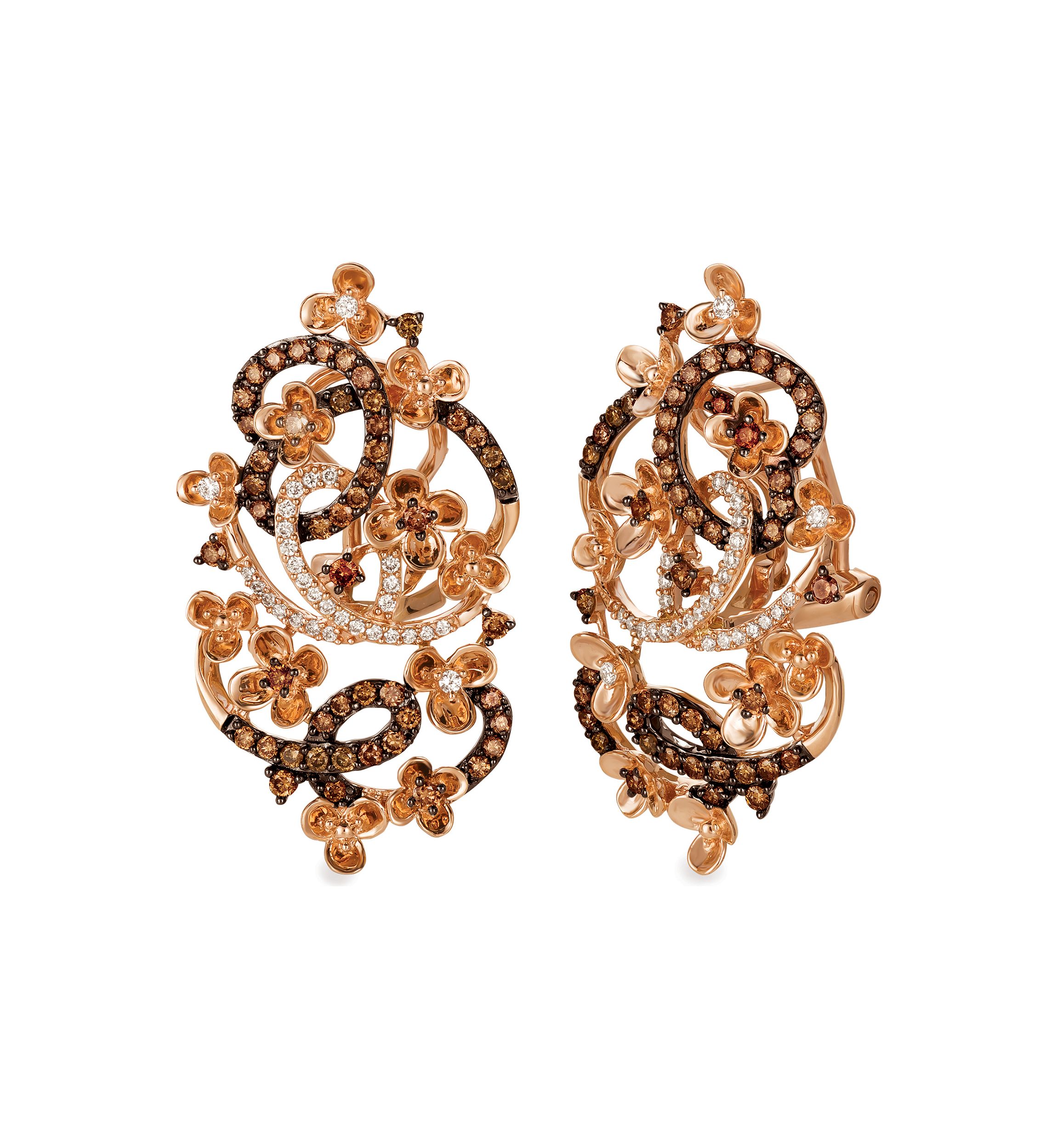 1 ct. t.w. Chocolate Diamonds®, 1/4 ct. t.w. Vanilla Diamonds® Earrings in 14K Strawberry Gold®