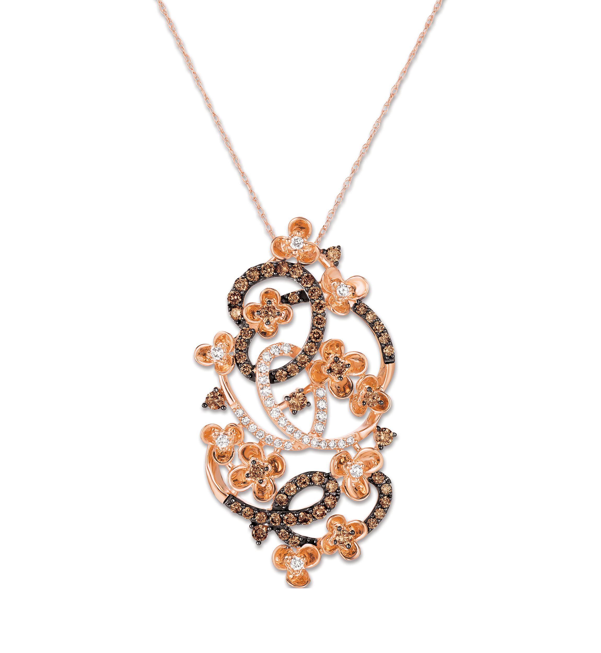 7/8 ct. t.w. Chocolate Diamonds®, 1/4 ct. t.w. Vanilla Diamonds® Pendant Necklace in 14K Strawberry Gold®