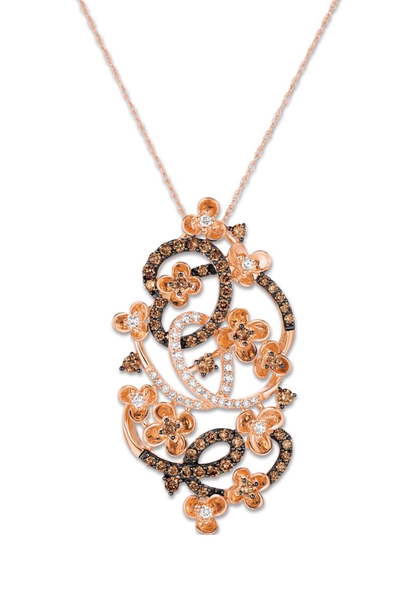 7/8 ct. t.w. Chocolate Diamonds®, 1/4 ct. t.w. Vanilla Diamonds® Pendant Necklace in 14K Strawberry Gold®