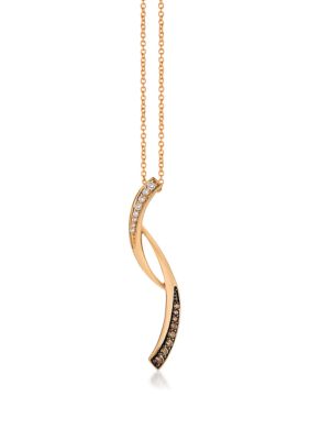 Le Vian 1/8 Ct. T.w. Chocolate Diamonds, 1/10 Ct. T.w. Vanilla Diamonds Pendant Necklace In 14K Strawberry Gold