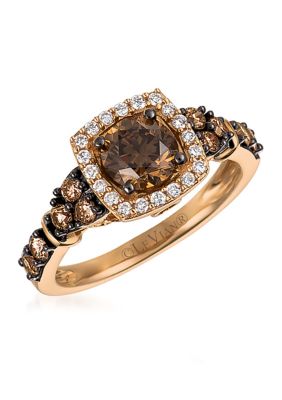 1/4 ct. t.w. Chocolate Diamond and 1/8 ct. t.w. Vanilla Diamond Ring in 14K Rose Gold 