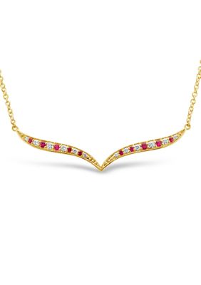 Le Vian 1/5 Ct. T.w. Diamond And Ruby Pendant Necklace 14K Yellow Gold