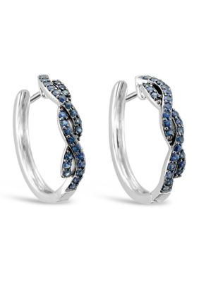 1 ct. t.w. Sapphire Hoops in 14K White Gold