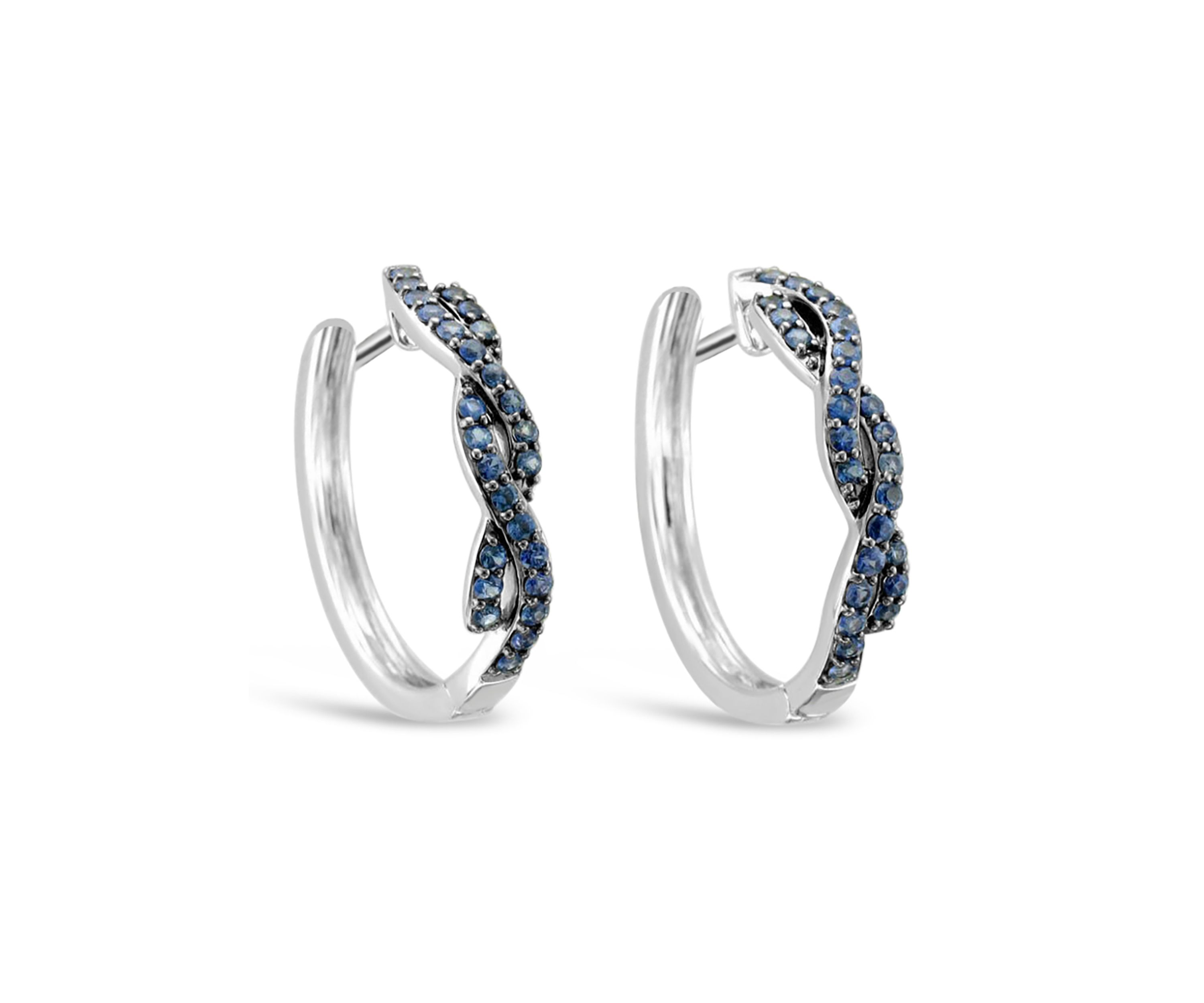 1 ct. t.w. Sapphire Hoops in 14K White Gold