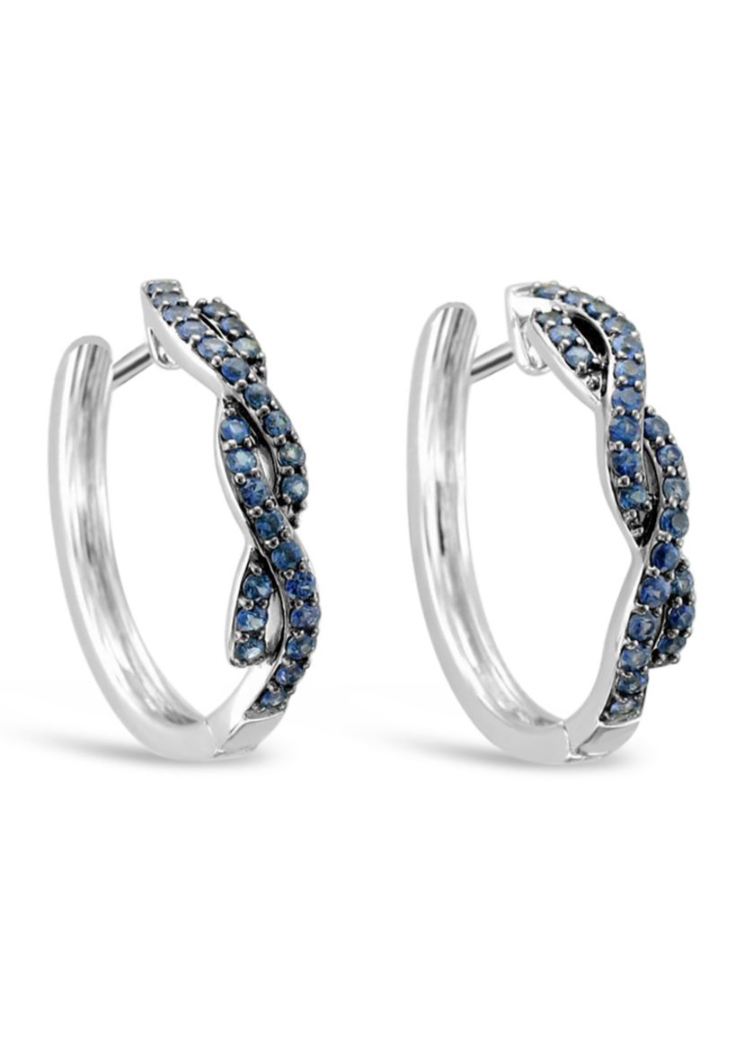 1 ct. t.w. Sapphire Hoops in 14K White Gold