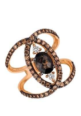 Le Vian 1.02 Ct T.w. Diamond And 1.10 Ct T.w. Smoky Quartz Ring In 14K Rose Gold