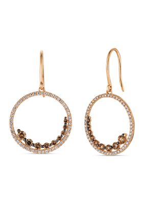 Le Vian 1.2 Ct. T.w. Diamond Open Circle Drop Earrings In 14K Rose Gold