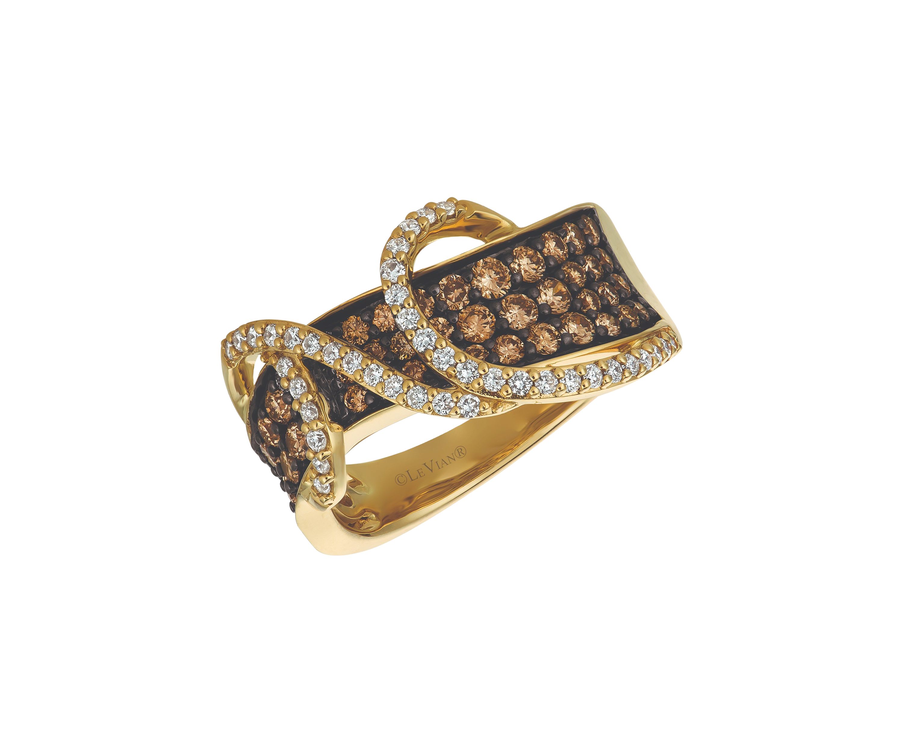 7/8 ct. t.w. Chocolate Diamonds®, 1/4 ct. t.w. Vanilla Diamonds® Chocolatier® Ring in 14K Honey Gold™