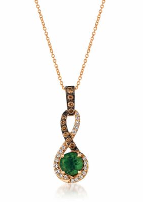 Chocolatier® Pendant Necklace featuring 3/4 ct. t.w. Pistachio Diopside®, 1/5 ct. t.w. Chocolate Diamonds®, 1/8 ct. t.w. Vanilla Diamonds® in 14K Strawberry Gold®