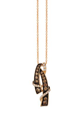 Le Vian 1/8 Ct. T.w. Vanilla DiamondÂ® And 7/8 Ct. T.w. Chocolate Diamond Pendant Necklace In 14K Strawberry Gold