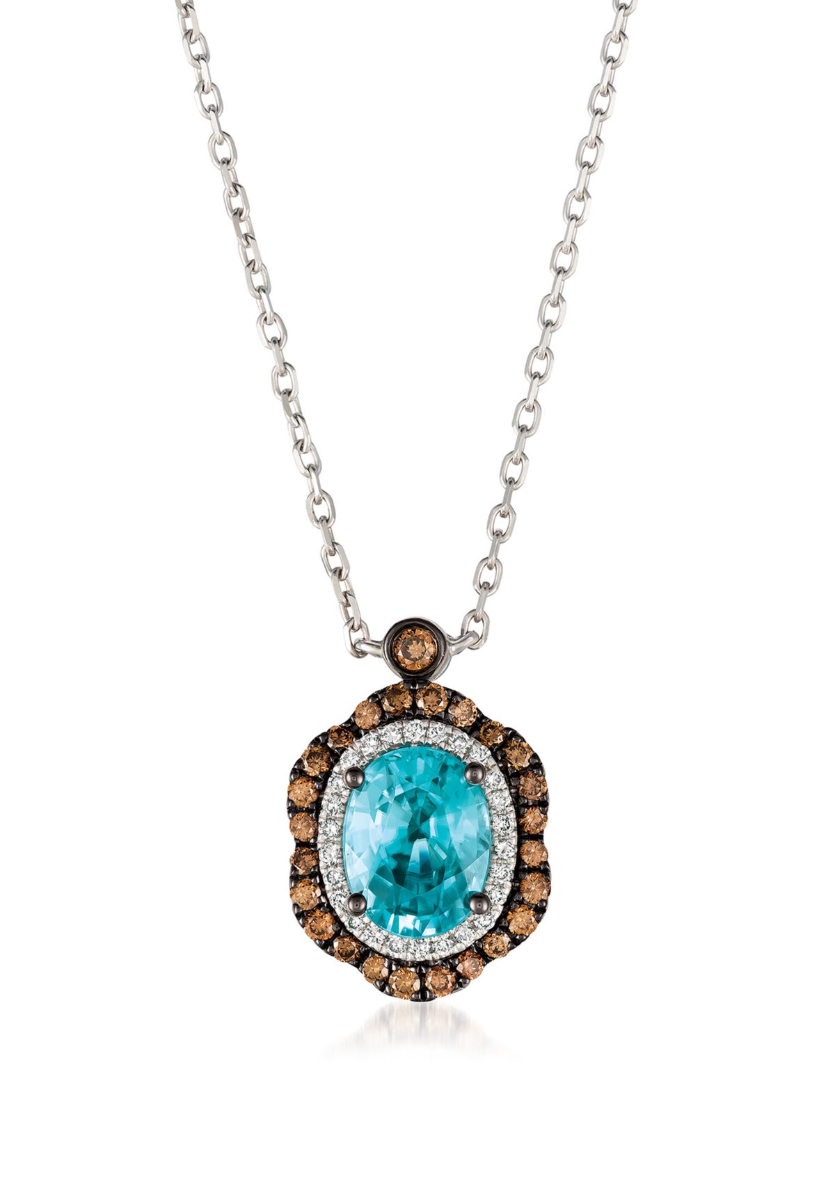 1.90 ct. t.w. Blueberry Zircon™, 1/3 ct. t.w. Chocolate Diamonds®, 1/8 ct. t.w Vanilla Diamonds® Necklace in 14k Vanilla Gold®