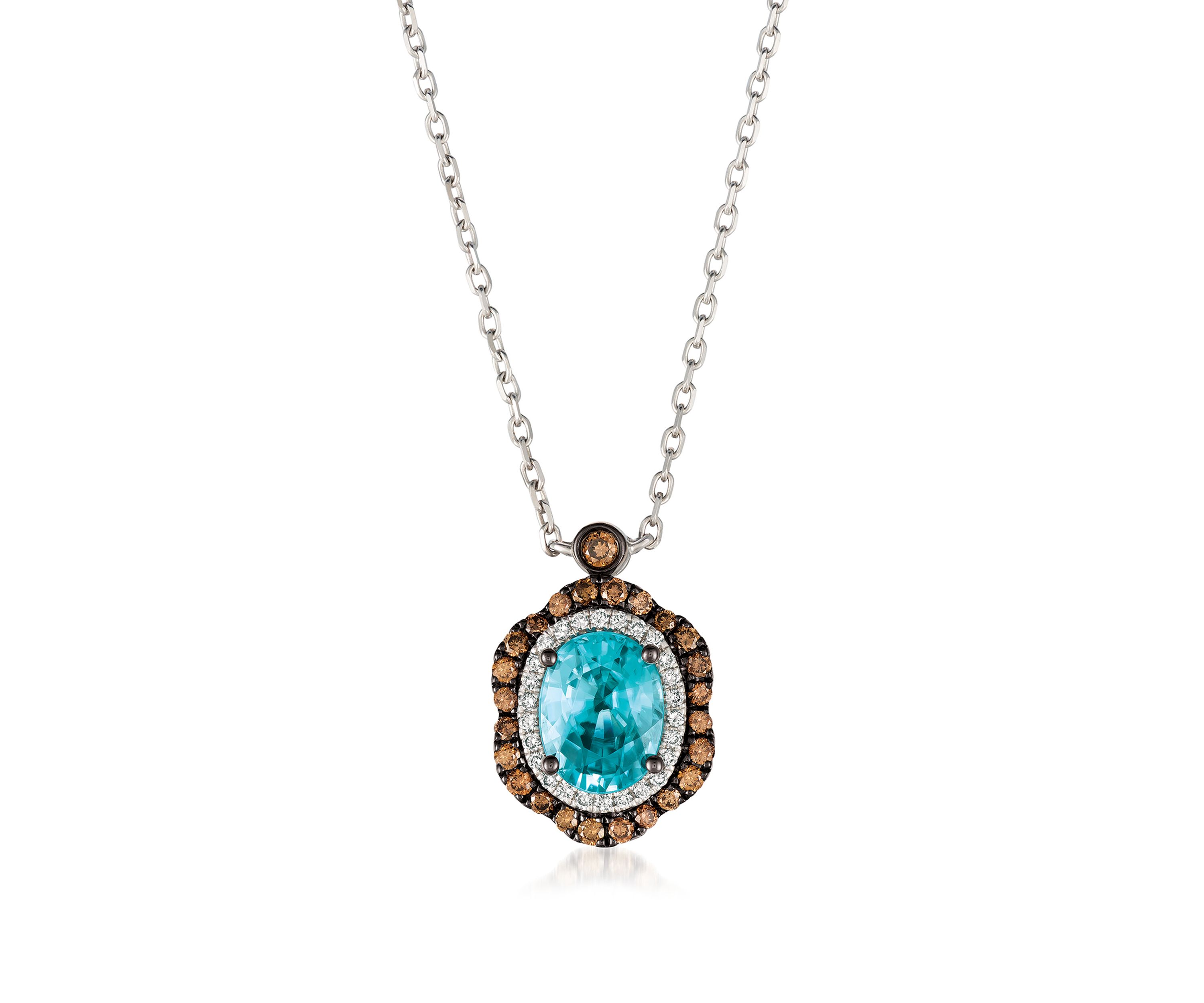 1.90 ct. t.w. Blueberry Zircon™, 1/3 ct. t.w. Chocolate Diamonds®, 1/8 ct. t.w Vanilla Diamonds® Necklace in 14k Vanilla Gold®