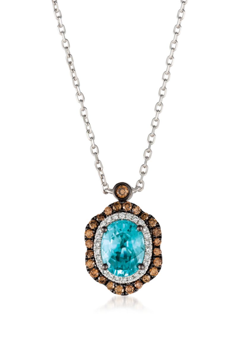 1.90 ct. t.w. Blueberry Zircon™, 1/3 ct. t.w. Chocolate Diamonds®, 1/8 ct. t.w Vanilla Diamonds® Necklace in 14k Vanilla Gold®