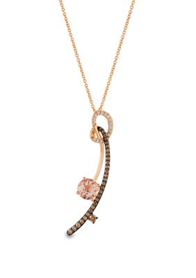 7/8 ct. t.w. Morganite and 1/2 ct. t.w. Diamond Necklace in 14K Rose Gold