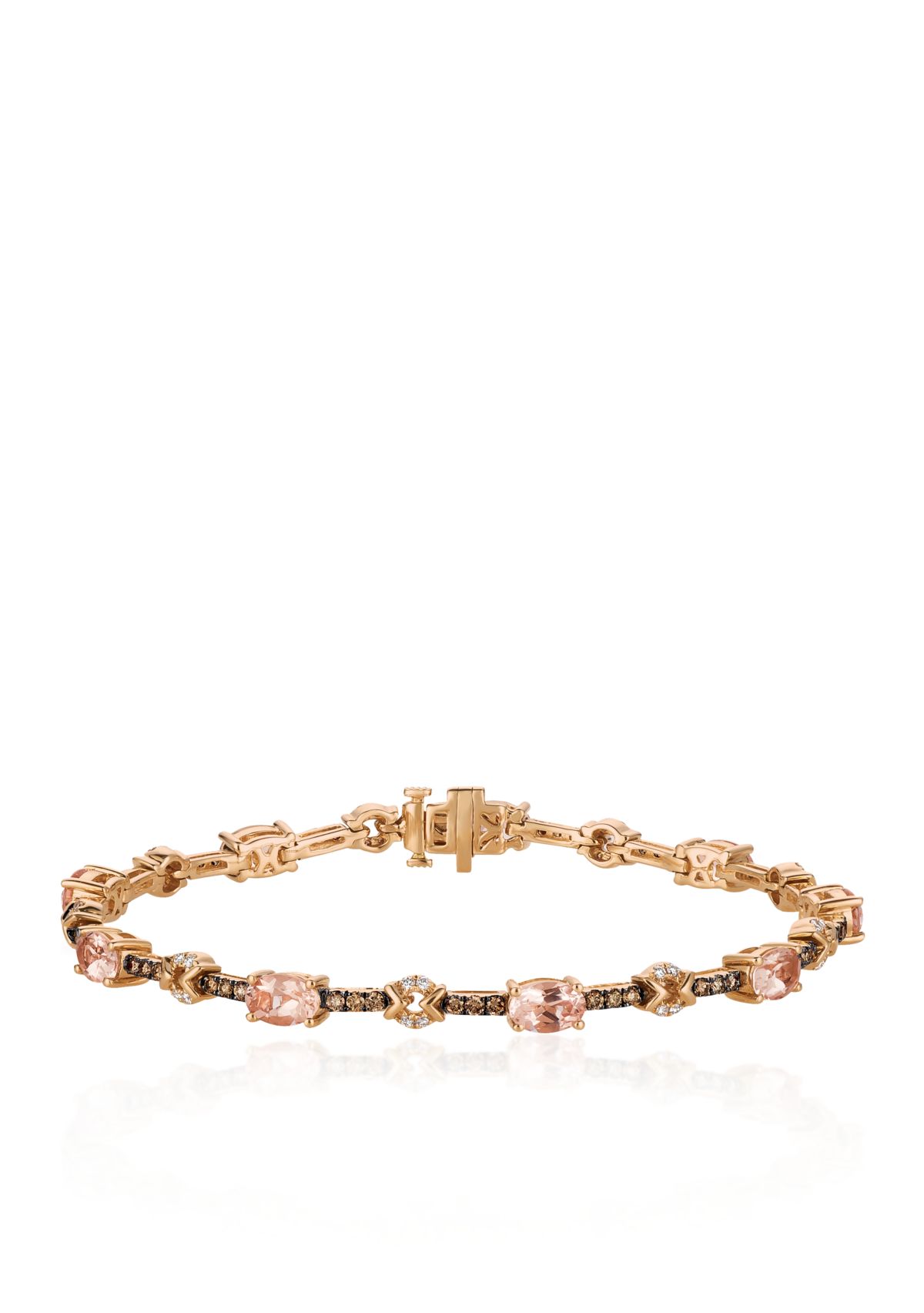 Peach Morganite™ with Vanilla Diamonds® and Chocolate Diamonds® Bracelet in 14K Strawberry Gold®