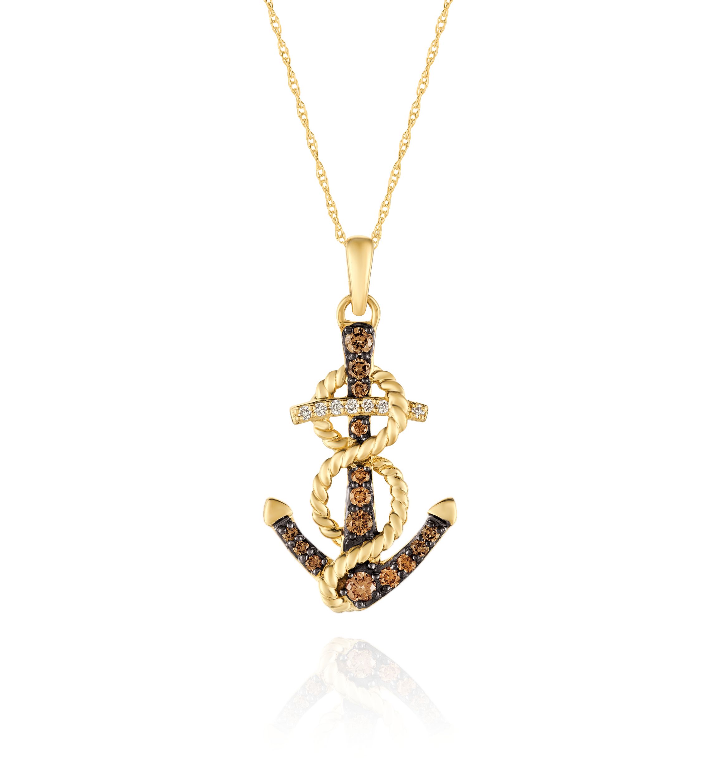Vanilla Diamonds® and Chocolate Diamonds® Pendant Necklace in 14K Honey Gold™