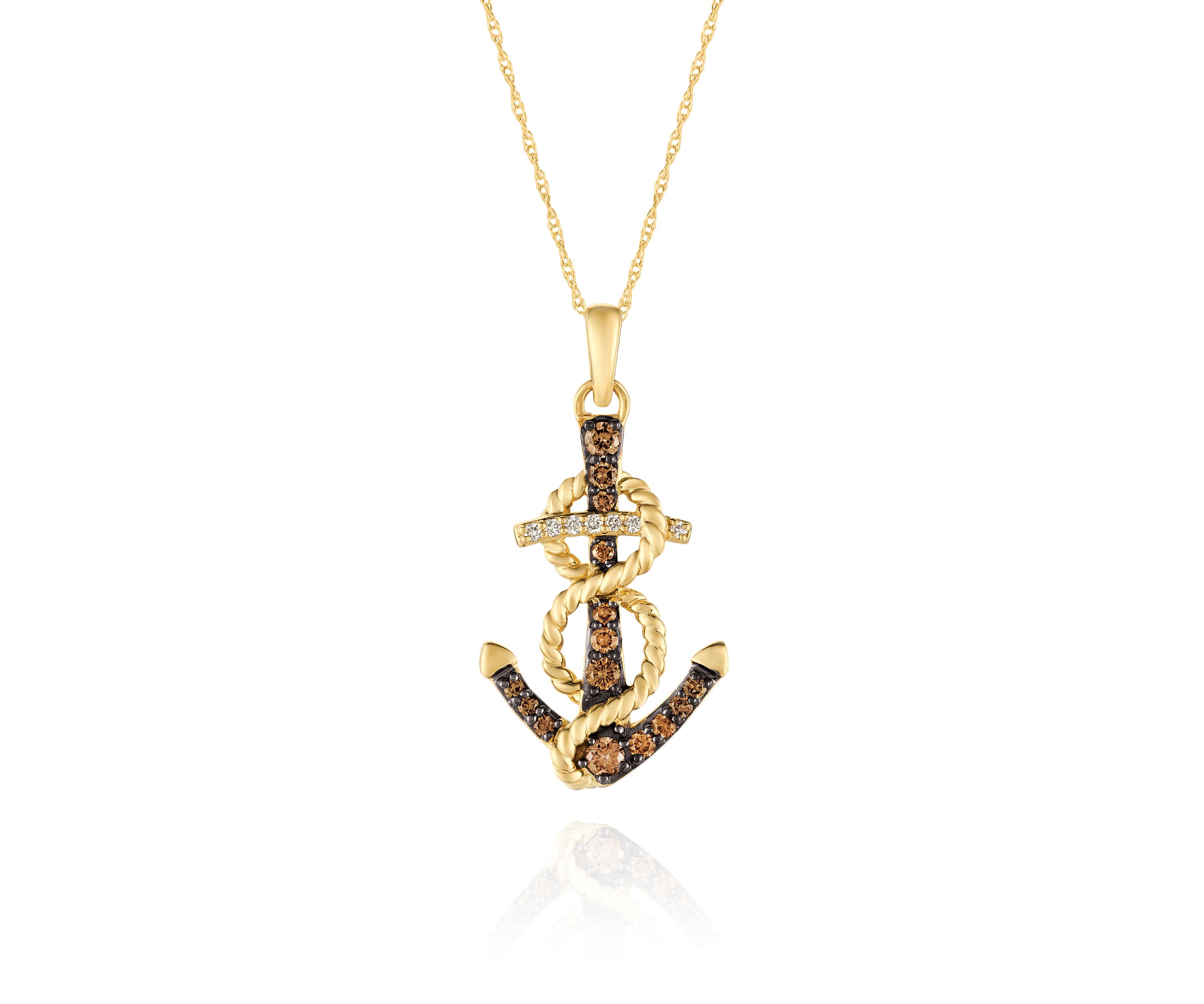 Vanilla Diamonds® and Chocolate Diamonds® Pendant Necklace in 14K Honey Gold™