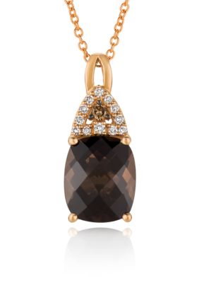 Chocolate Quartz® with Vanilla Diamonds®, and Chocolate Diamonds® Pendant in 14k Strawberry Gold®