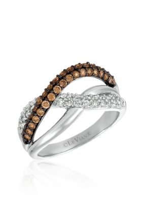 Vanilla Diamonds® and Chocolate Diamonds® Ring in 14K Vanilla Gold®