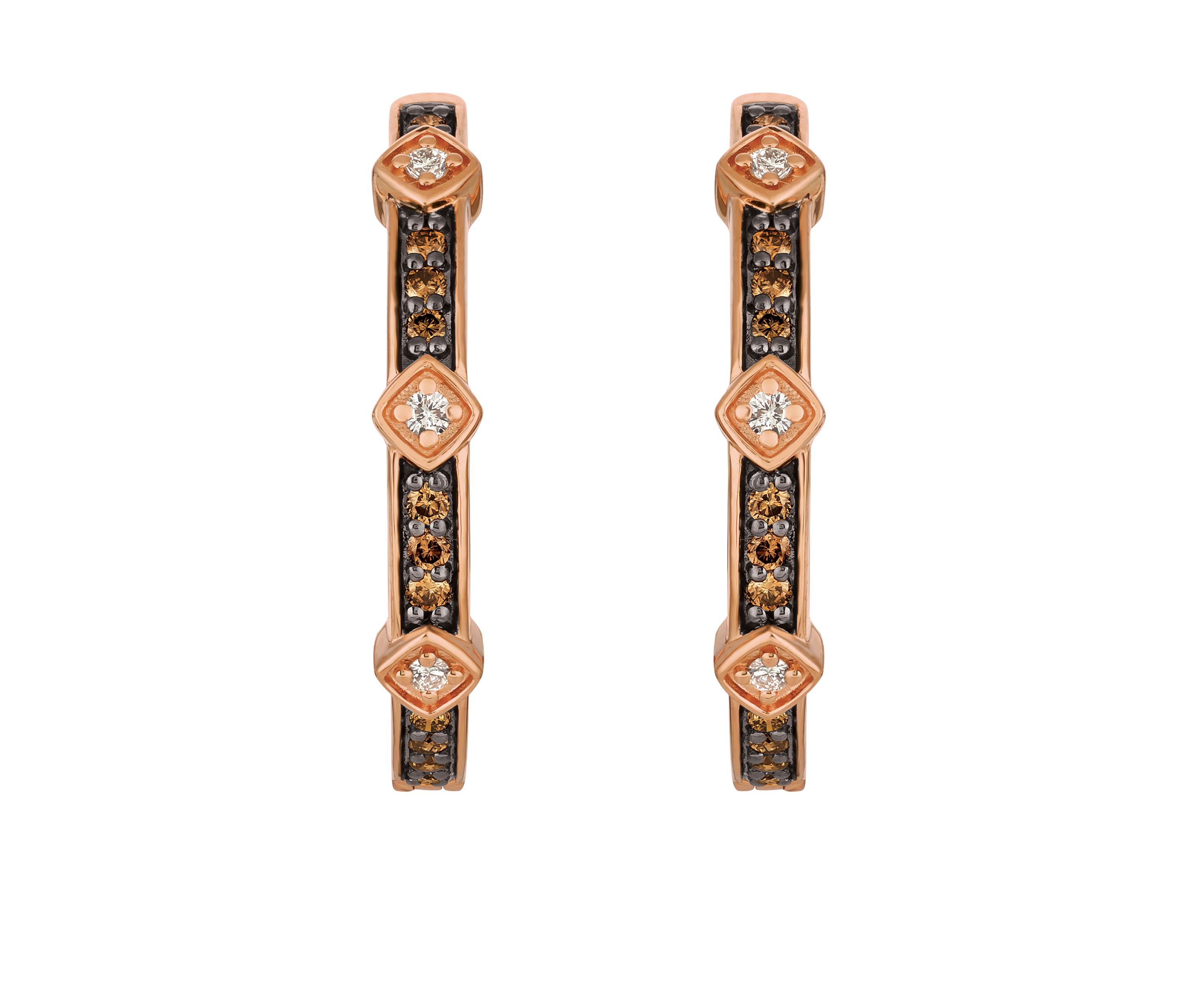 Chocolatier Vanilla Diamonds and Chocolate Diamonds 14k Strawberry Gold Earrings