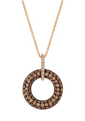 1.2 ct. t.w. Chocolate Diamond® and 1/6 ct. t.w. Vanilla Diamond® Circle Pendant in 14K Strawberry Gold® 