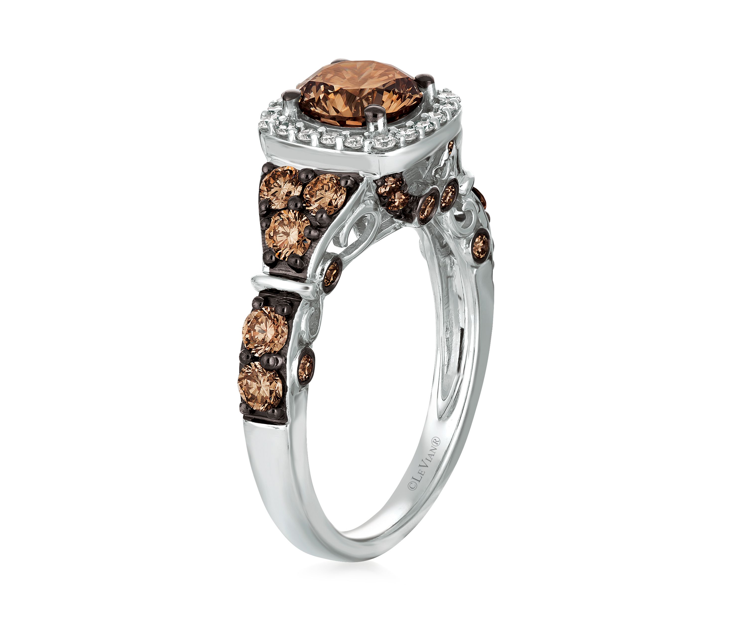 1.9 ct. t.w. Chocolate Diamond and 1/6 ct. t.w. Vanilla Diamond Ring in 14K White Gold