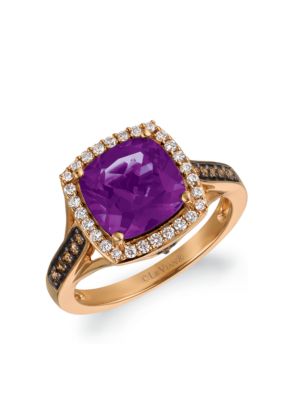Le Vian Grape Amethyst and Chocolate & Vanilla Diamonds Ring in 14k Strawberry Gold