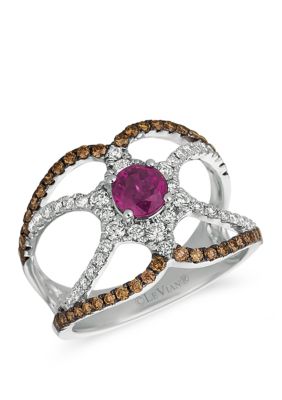 Le Vian 3/4 Ct. T.w. Diamonds And 1/2 Ct. T.w. Ruby Ring In 14K White Gold