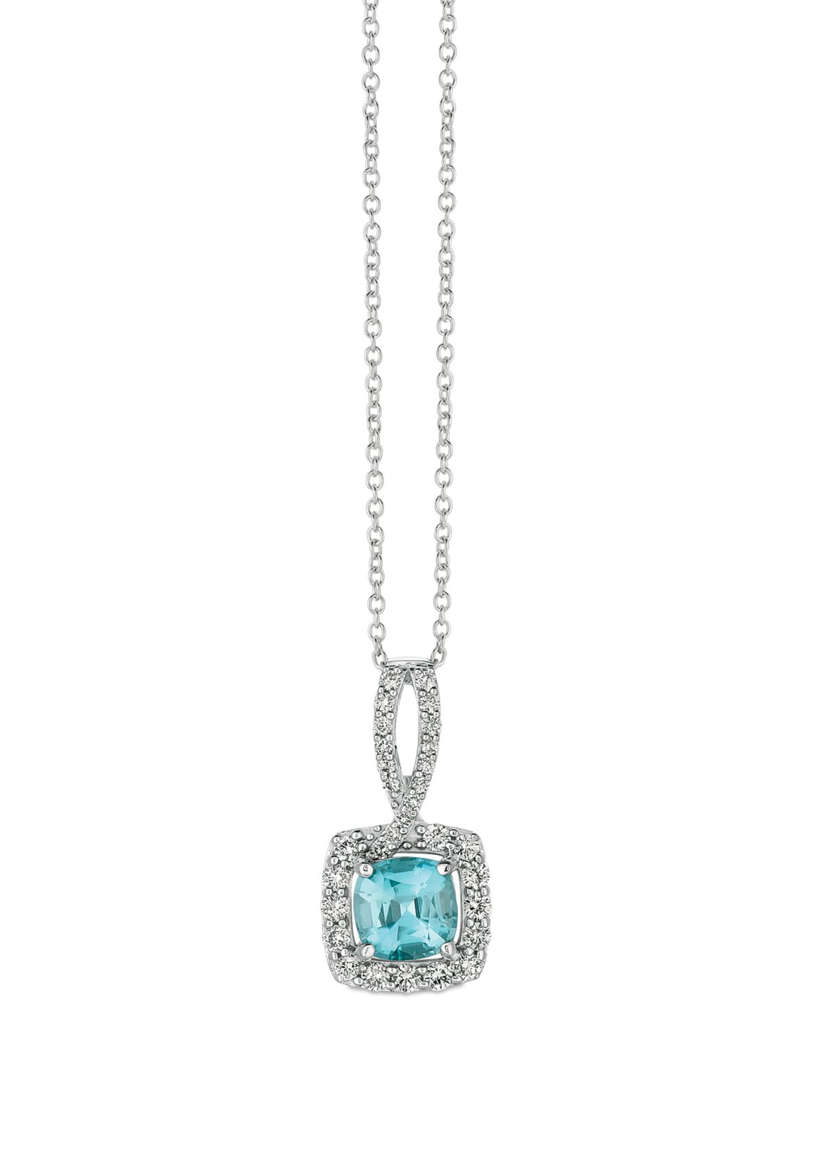 1/3 ct. t.w. Diamond and 1.2 ct. t.w. Blue Zircon Necklace in 14K White Gold 