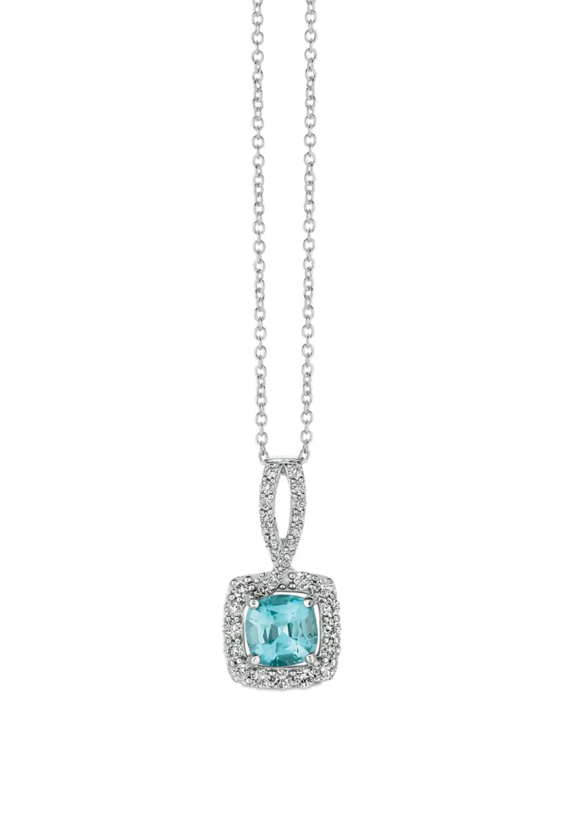 1/3 ct. t.w. Diamond and 1.2 ct. t.w. Blue Zircon Necklace in 14K White Gold 