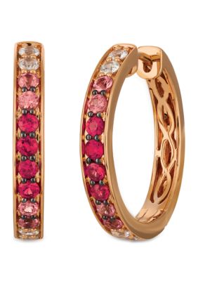 Le Vian Pink Sapphire, White Sapphire and Rubies Earrings in 14K Strawberry Gold, Gold