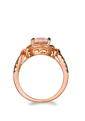 1 1/2 ct. t.w. Peach Morganite™, 1/3 ct. t.w. Vanilla Diamonds®, and 1/3 ct. t.w. Chocolate Diamonds® Ring in 14K Strawberry Gold® 