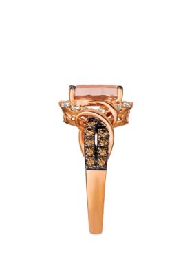 1 1/2 ct. t.w. Peach Morganite™, 1/3 ct. t.w. Vanilla Diamonds®, and 1/3 ct. t.w. Chocolate Diamonds® Ring in 14K Strawberry Gold® 