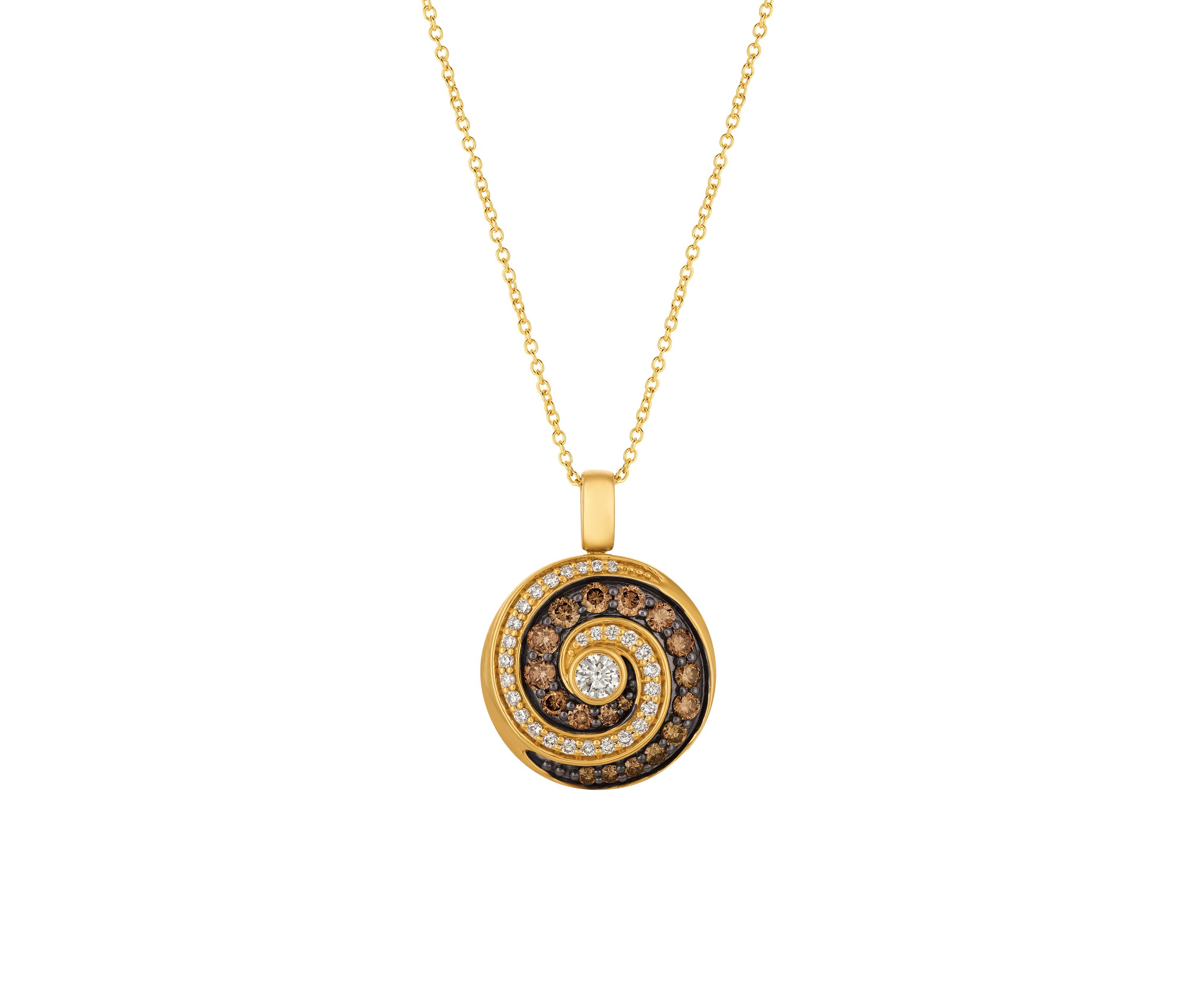 Chocolate Diamonds and Vanilla Diamonds 14k Honey Gold Pendant Necklace