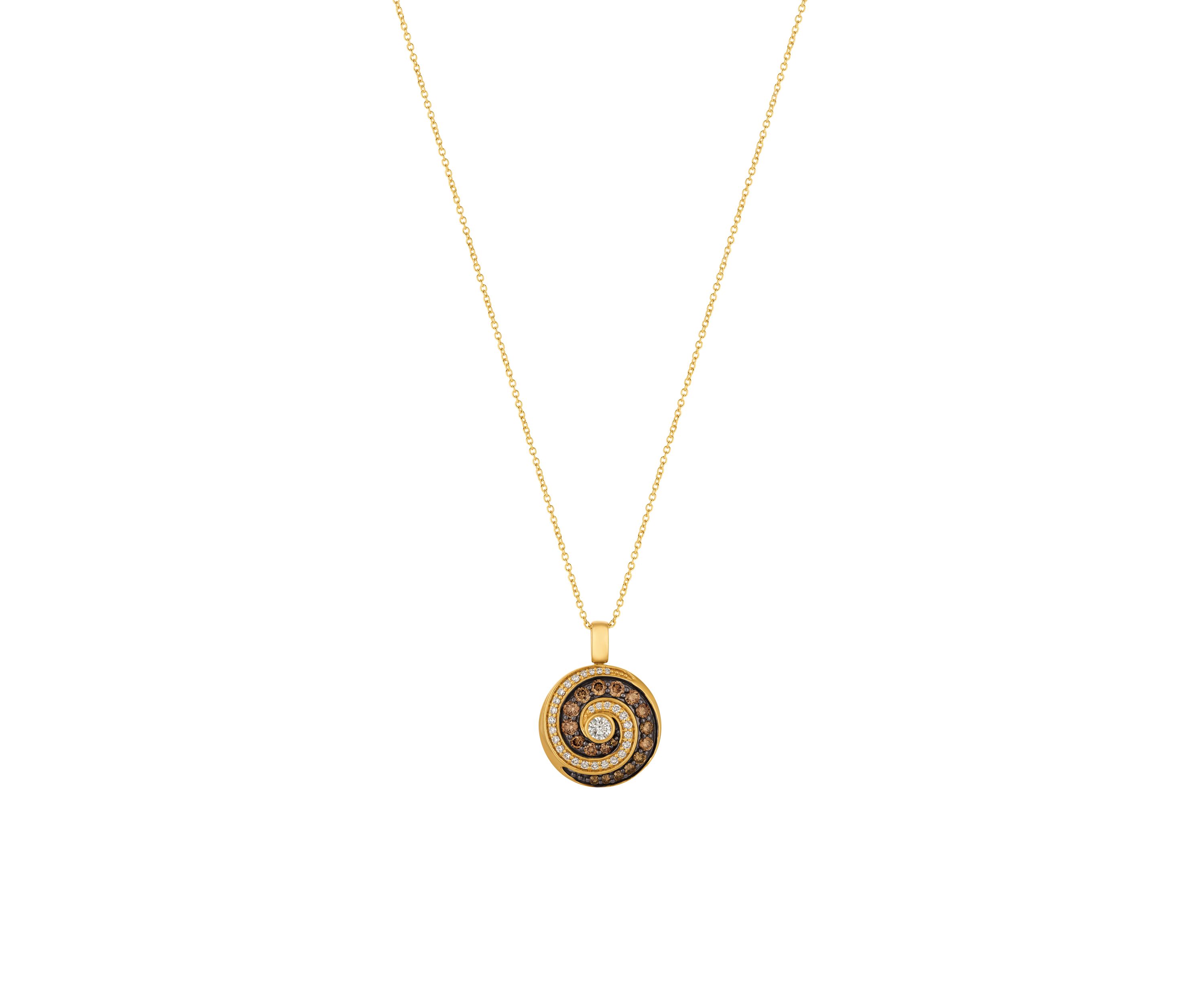 Chocolate Diamonds and Vanilla Diamonds 14k Honey Gold Pendant Necklace