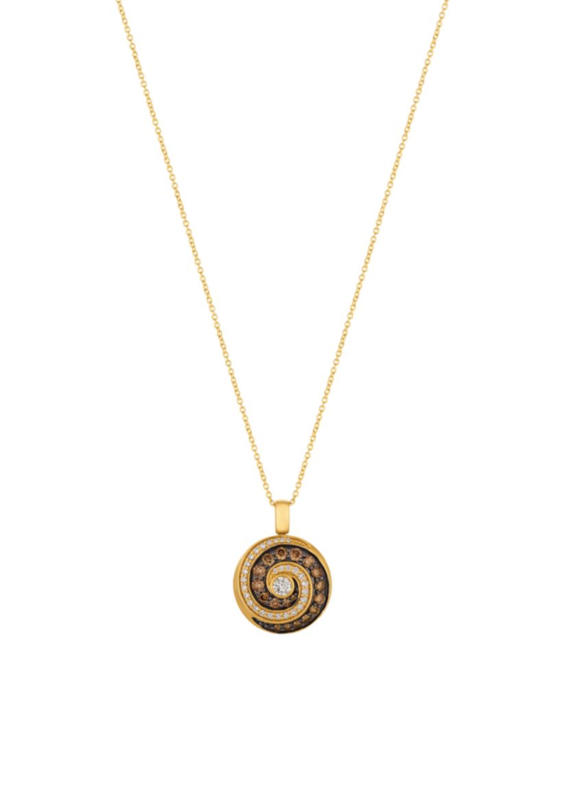 Chocolate Diamonds and Vanilla Diamonds 14k Honey Gold Pendant Necklace