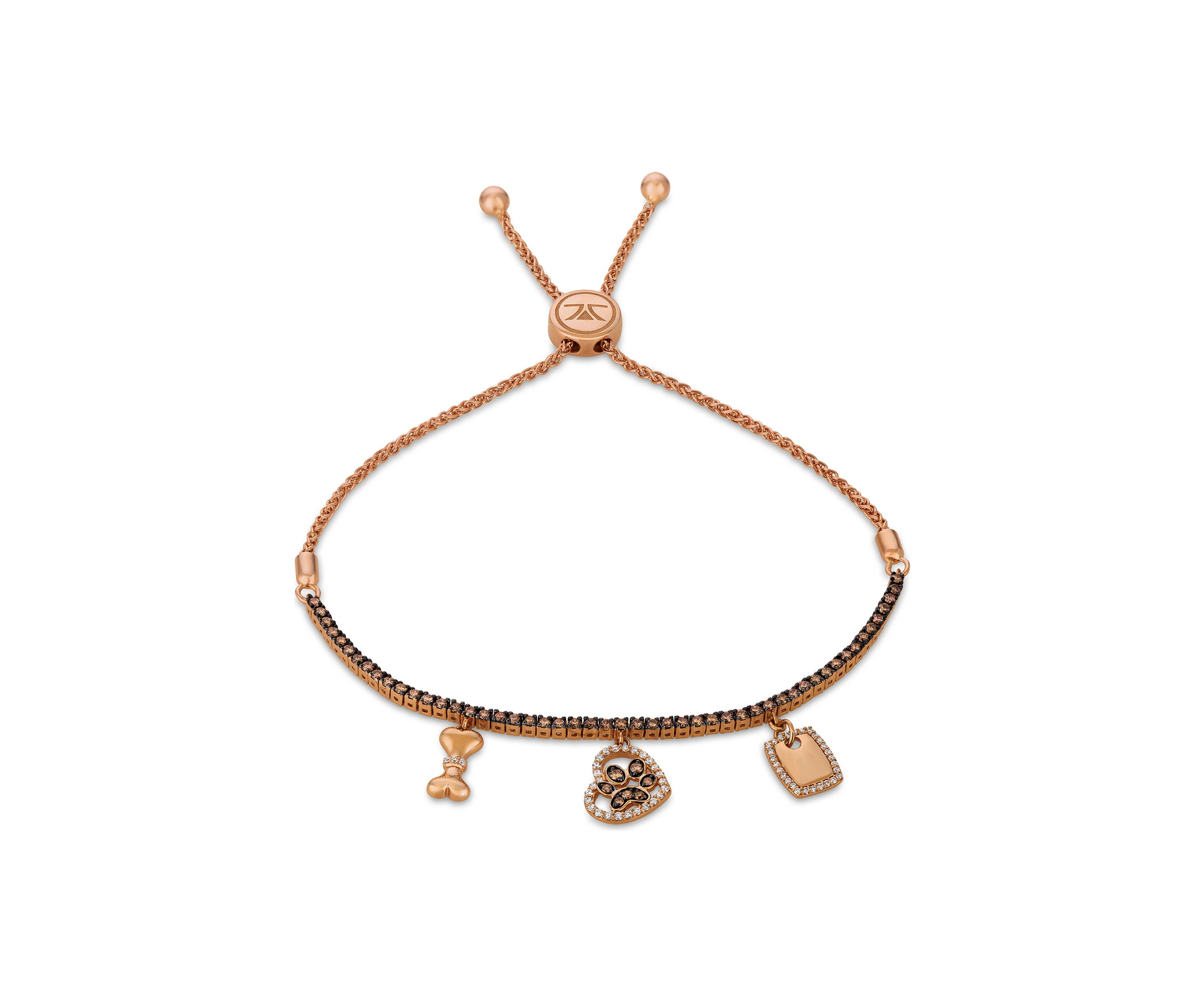3/4 ct. t.w. Chocolate Diamond® and 1/5 ct. t.w. Vanilla Diamond® Bolo Bracelet in 14K Strawberry Gold® 