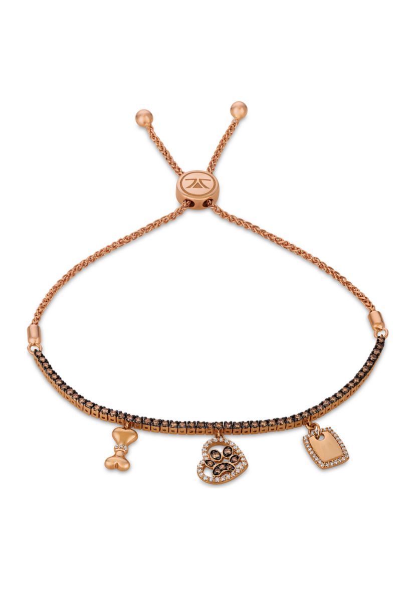 3/4 ct. t.w. Chocolate Diamond® and 1/5 ct. t.w. Vanilla Diamond® Bolo Bracelet in 14K Strawberry Gold® 